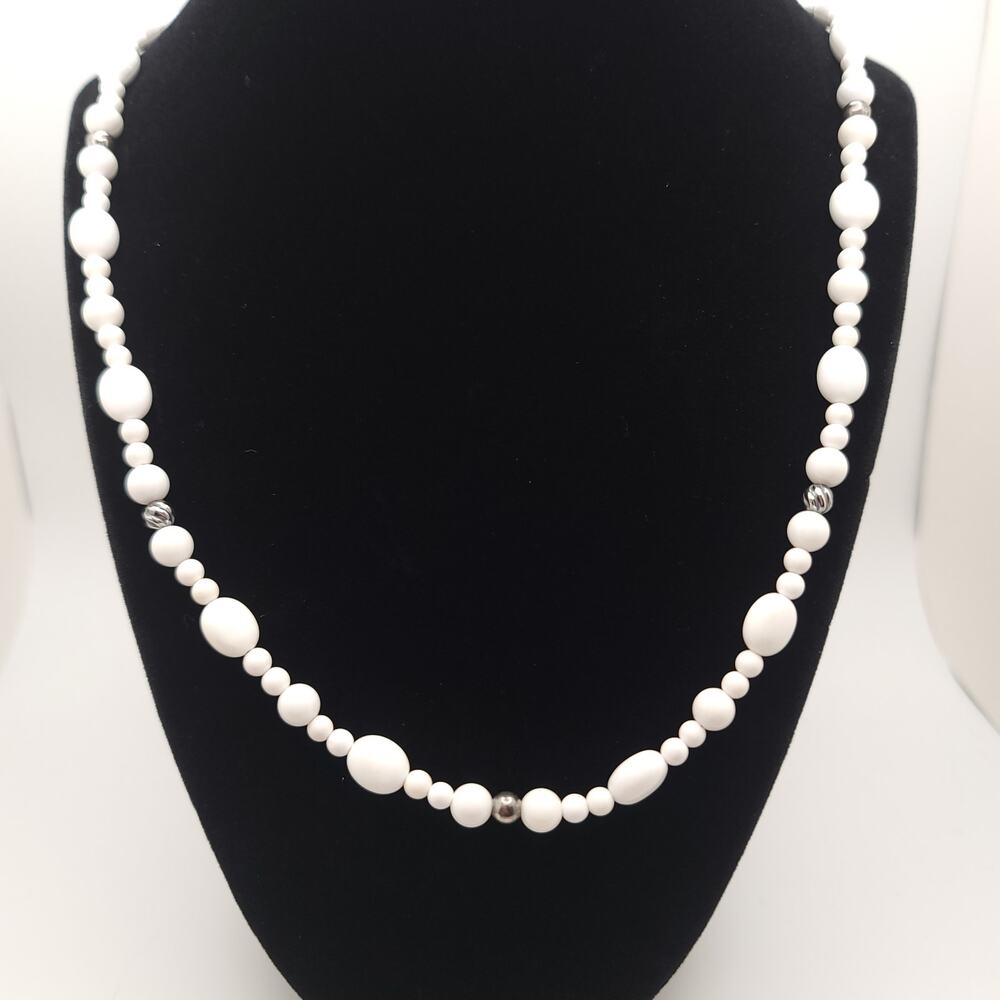 Carolyn Pollack Sterling Silver White Agate Beaded Southwestern Necklace